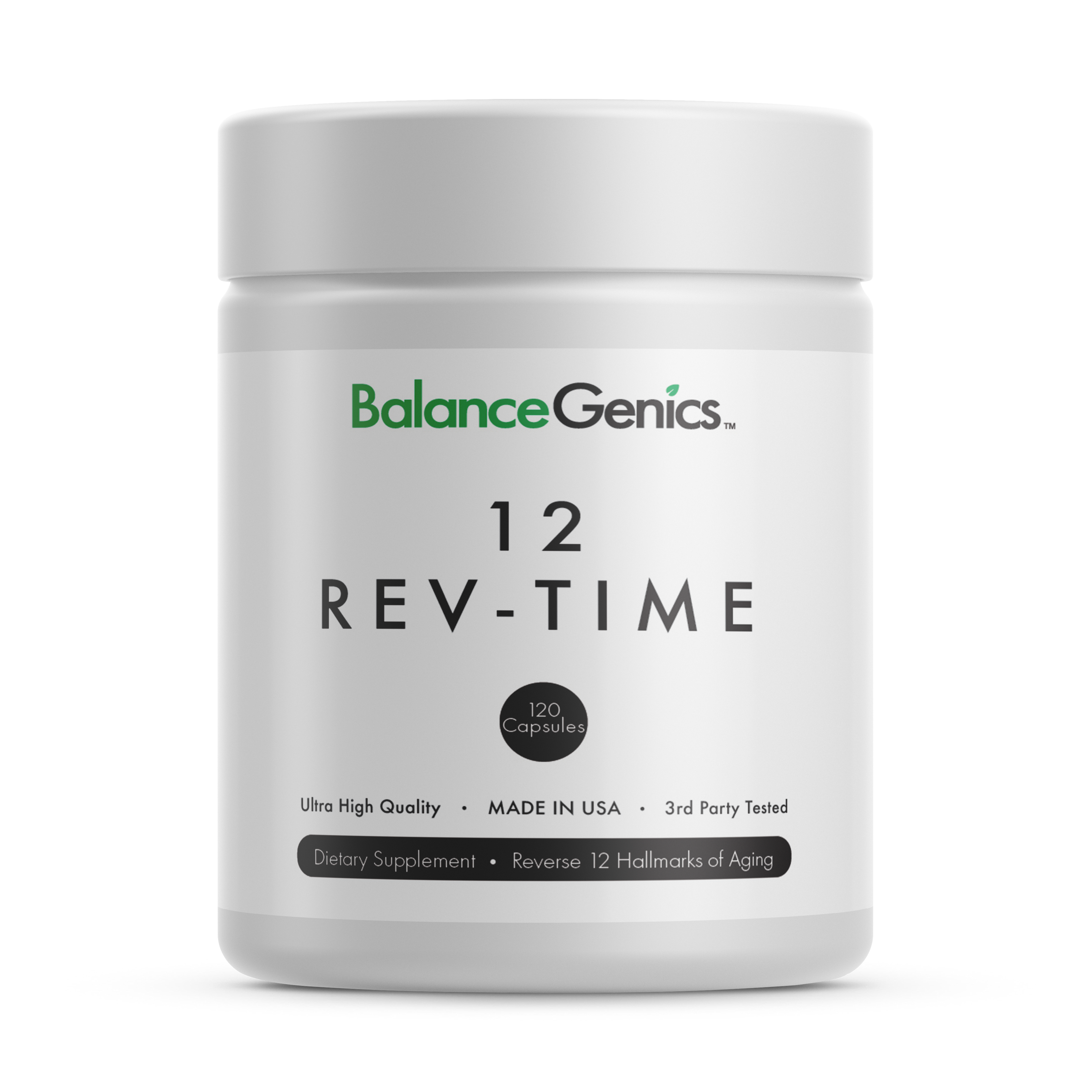 12 Rev-Time Complex Supplement | Reverse 12 Hallmarks of Aging | Anti-aging | BalanceGenics  (How100.com)