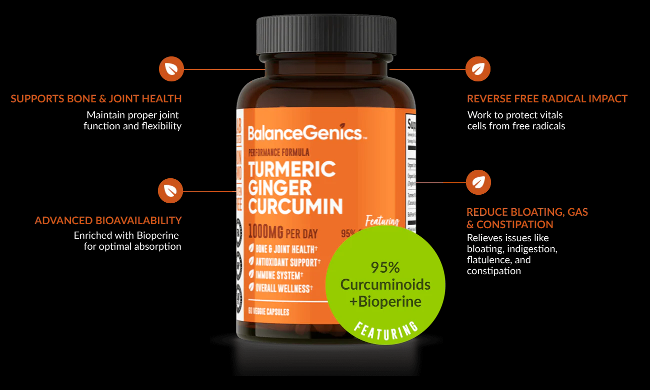Turmeric Supplement | Reduce Inflammation and Free Radicals | Anti-aging | BalanceGenics (How100.com)