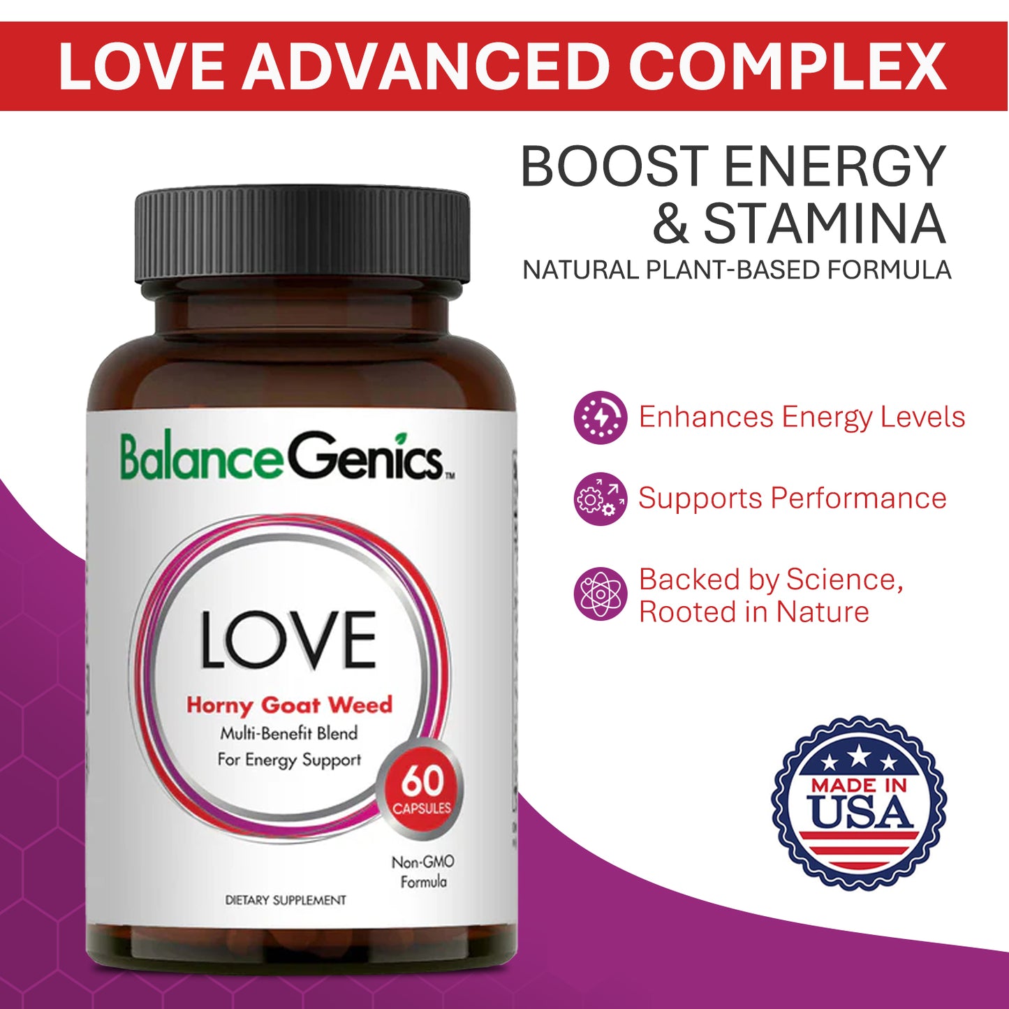 Horny Goat Weed | Multi-Benefit Blend, Energy and Stamina Support | Anti-aging | BalanceGenics  (How100.com)