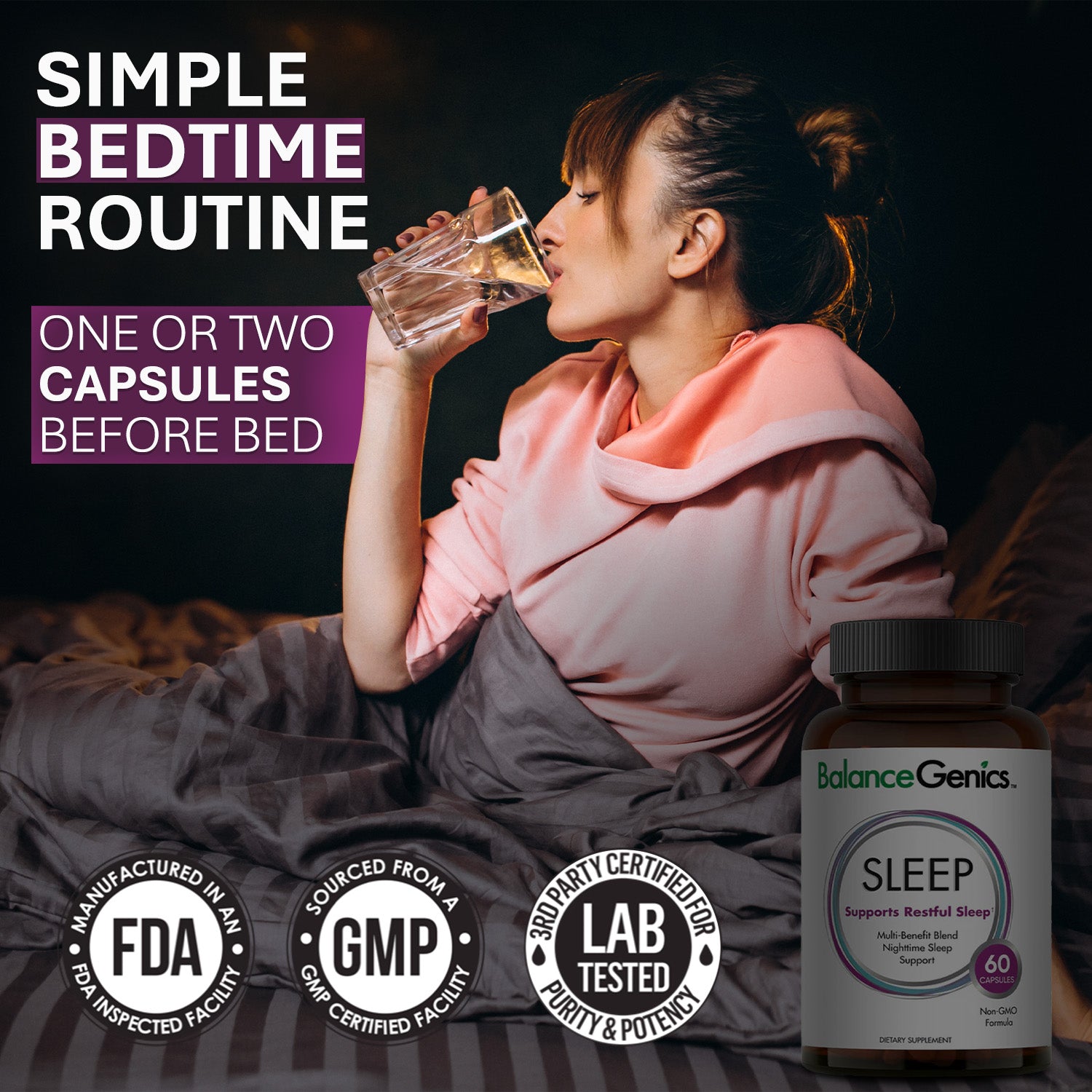 Natural Sleep | GABA Complex | Multi-Benefit Blend | Anti-aging | BalanceGenics  (How100.com)