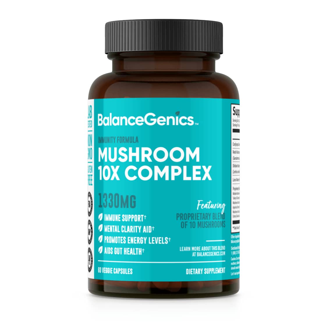 Mushroom 10x Complex  | Complete Wellness and Vitality | Anti-aging | BalanceGenics (How100.com)