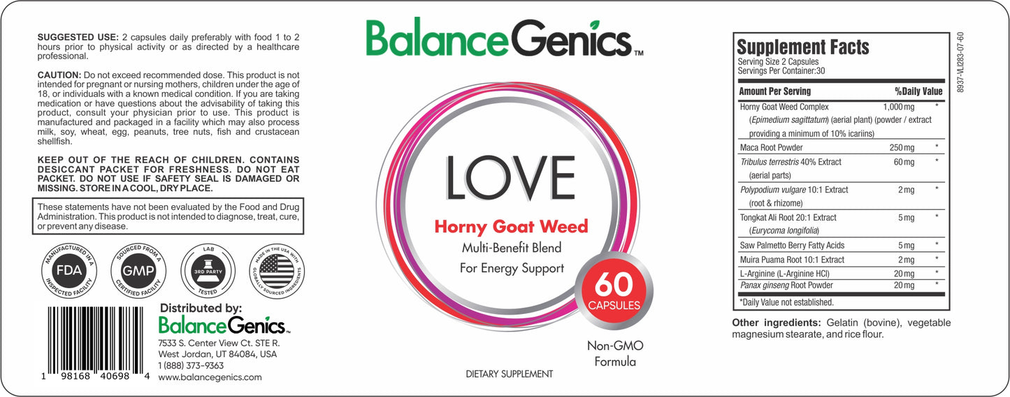 Horny Goat Weed | Multi-Benefit Blend, Energy and Stamina Support | Anti-aging | BalanceGenics  (How100.com)  